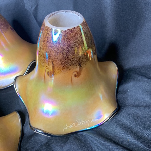 Set of 3 signed Quoizel Todd Philips 2006 art glass pendant light fixtures/shade - Picture 4 of 10